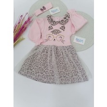 Minizeyn Şirin Kedi Leopar Pembe Elbise Pembe