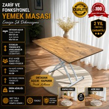 Ortadan Açılır Akıllı Masa Mdf Tabla Beyaz Ayaklı