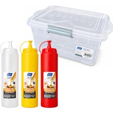 Titiz Plastik Saklama Kabı 5 Lt ve Sosluk 700 ml 3 Lü Mutfak Seti