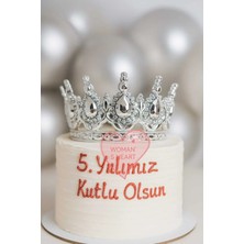 WOMAN'S HEART Pasta Tacı Gümüş Renkli Özel Gün Konseptine Uygun Parti Süs Malzemesi