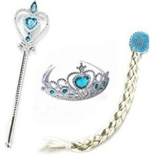 Eflamel Desing Çocuk Karlar Üllkesi Frozen Elsa Anna Sihirli Asa Saç ve Taç Seti