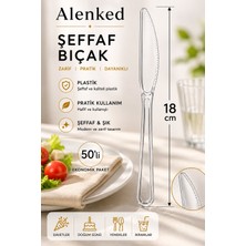 Alenked Şeffaf Plastik Bıçakl 18 cm 50’li Paket