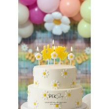 Gold Center Papatya Tema Happy Birthday Mum Seti 4lü Papatya Doğum Günü Pasta Mum Seti