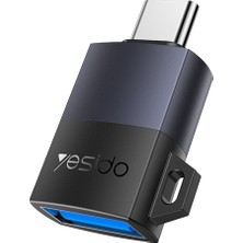 Yesido GS31 Type-C To USB 3.0 5 Gbps Data ve 18W Hızlı Şarj Destekli Otg Dönüştürücü - Siyah