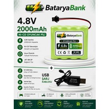 BataryaBank 4.8V 2000MAH Oyuncak Araba Pili Siyah Soket + USB Şarj Cihazı