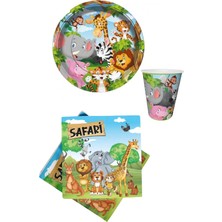 Gold Center Safari Doğum Günü Konsept Tabak - Bardak - Peçete Takımı 8 Kişilik