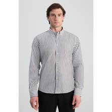 D'S Damat Ds Damat Slim Fit Siyah Çizgili Gömlek