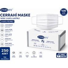 Sterillife Beyaz Yatay Geniş Lastikli Maske 5 Kutu