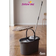 Follow Me Döner Başlıklı Mikrofiber Temizlik Seti 19 Lt (Metalik Gri)