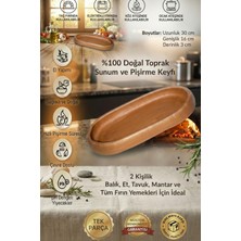 Empressco El Yapımı Toprak Güveç Oval Kayık Sunum Tabağı 30X16 Cm, 2 Kişilik