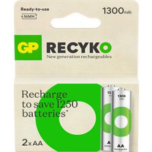 Gp Recyko 1300 Serisi Nimh Aa Kalem Boy 2'li Şarjlı Pil