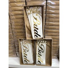 Gold Center Bride Taç ve Kuşak Seti Bride To Be Beyaz Üzeri Gold Kuşak ve Taç