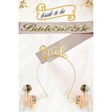 Larenya Bride To Be Metal Taç ve Kuşak Seti & Bekarlığa Veda Partisi & Pembe Altın Kuşak Altın Taç