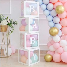 Baby Yazılı Şeffaf Beyaz Kutu Balon Seti 33 Parça