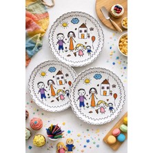Empressco Çocuk Desenli Renkli Pasta Tabağı 20 cm – 6’lı Set, Tatlı ve Ikramlar Için
