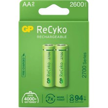 Gp Recyko 2700 Serisi Nimh Aa Kalem Boy 2'li Şarjlı Pil