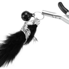 Siyah Kuş Tüylü Metal Tüy Charm Göğüs Uyarıcı Meme Ucu Klipsi Black Feather Nipple Clamps