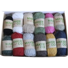 Tuva Makerco Recycled Cotton 12'li Ip Seti, Nakış Punch Amigurumi Örgü Tığ İpi