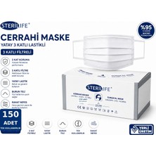 Sterillife Beyaz Yatay Geniş Lastikli Maske 3 Kutu