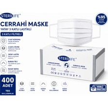 Sterillife Beyaz Yatay Geniş Lastikli Maske 8 Kutu