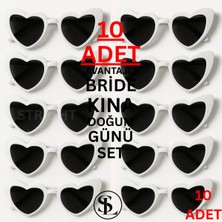 Straight Light Kalpli Gelin Nedime Güneş Gözlüğü 10'lu Set Beyaz Düğün Nişan Bride Kına After Doğum Günü Parti