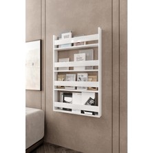 Afilli Montessori MDF Kitaplık Beyaz Renk 120 cm Yükseklik 10 cm Derinlik Modern Tasarım