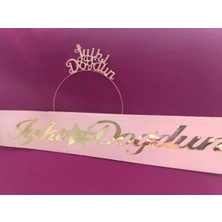 Zanora Iyiki Doğdun Kusaklı Metal Rose Pembe Parti Tacı