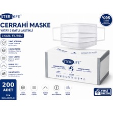 Sterillife Beyaz Yatay Geniş Lastikli Maske 4 Kutu