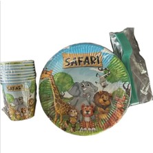 Gold Center Safari Safari Hayvanlar Tabak Bardak Çatal Set 8 Kişilik