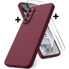 M.TK Moveteck Samsung Galaxy A36 Kılıf Kamera Korumalı Renkli Yumuşak Mat Silikon + 9h Ekran Koruyucu Cam Set 2in1