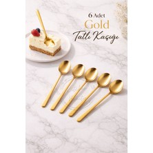 Empressco 6'lı Paslanmaz Çelik Gold Tatlı ve Kahve Kaşığı Seti, Uzun Saplı, Şık Tasarım