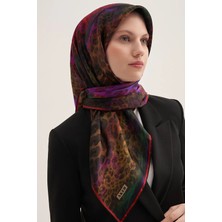 Aker Sura Ipek Eşarp Leopar Kırmızı, Fuşya, Mor, Asit, Yeşil