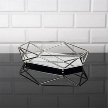 Empressco Prizma Aynalı Sunum Tepsi, Gümüş 28X20CM, Şık ve Zarif Sunum Malzemesi
