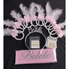 Ays Bridal Ays Pembe Bride Nedime Bileklik Taç Kuşak Seti