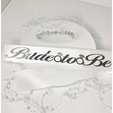 Gold Center Elmas Çiçekli Metal Taç ve Bride To Be Kuşak