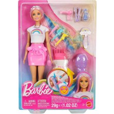 PopŞeker Barbie Gökkuşağı Saçlar Bebeği - Renkli Saçlı ve Aksesuar Zenginli Kuaför Seti