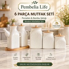 Empressco 6 Parça Standlı Kare Porselen Yağdanlık Seti, 1000ML, Şık Tasarım