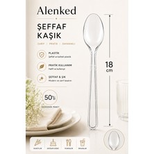 Alenked Şeffaf Plastik Kaşık 18 cm 50’li Paket