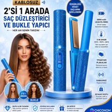 Chiconom Kablosuz Saç Düzleştirici & Bukle Yapıcı Titanyum Plaka 3 Isı Ayarı 5000 Mah Hafif Taşınabilir
