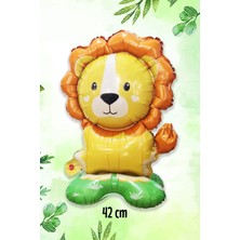 Gold Center Ayaklı Aslan Folyo Balon Safari Konsept Balon Dik Durabilen 42CM