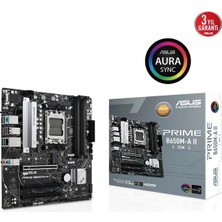 ASUS PRIME B650M-A II-CSM AMD B650 AM5 DDR5 6400 DP HDMI, Analog Çift M2 USB3.2 AURA RGB 2.5Gbit LAN mATX