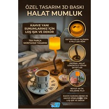 MUS3D Halat Tasarımlı Dekoratif Mini Abajur | Pilli LED Mum Dahil | Kahve Sunum Aksesuarı | Kahve Köşesi Dekoru | 18 cm