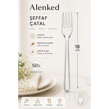 Alenked Şeffaf Plastik Çatal 18 cm 50’li Paket
