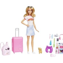 PopŞeker Barbie Seyahat Bebeği Seti | Orijinal Barbie, Açılan Valiz ve Yolculuk Aksesuarlı