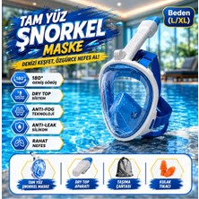 Premini L-Xl Tam Yüz Şnorkel Maskesi, Deniz ve Havuz Kullanımı, Dry Top Sistem
