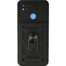 ÖNÇ - PRİME Xiaomi Redmi 9c Kılıf Pars Lens Yüzüklü Silikon - Siyah