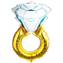 Gold Center Tektaş Yüzük 75 cm Gold Renkli Elmas Folyo Balon Bekarlığa Veda Partisi Bride To Be