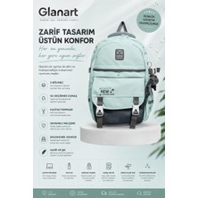 Glanart Ful Astarlı 5 Bölmeli Okul Çantası  Su Geçirmez Kumaş Pastel  Yeşil