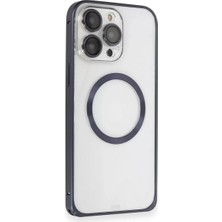 ÖNÇ - PRİME Joko Apple iPhone 15 Pro Max Kılıf Metal Bumper Magneticsafe Kapak - Lacivert