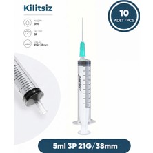 Genject 05 Ml. , 3 Parçalı , 21G (0.82MM.), 38MM, Açık Yeşil Iğneli Şırınga, Enjektör 10 Ad./pkt.